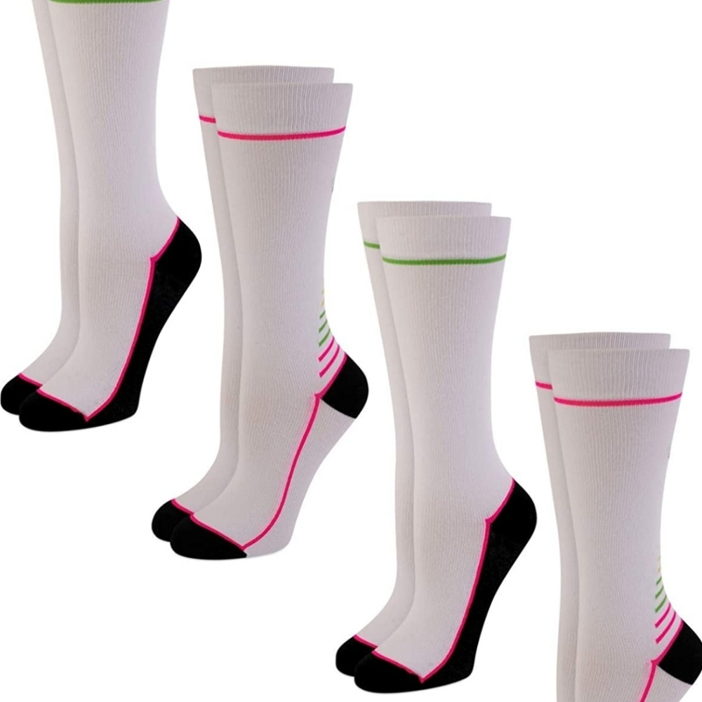 4PC Spalding Athletic Compression Mid-Calf Crew Socks with Heel Toe Cushion